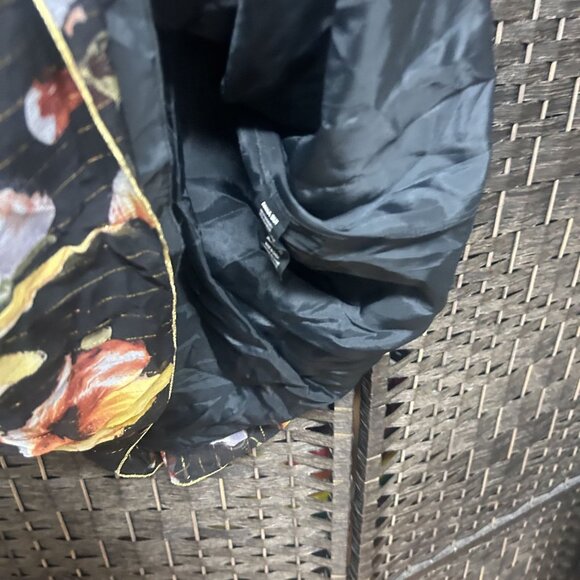 Anna Sui for Anthropologie Halter Dress Black Metallic Silk Floral Size 4 - Picture 8 of 9